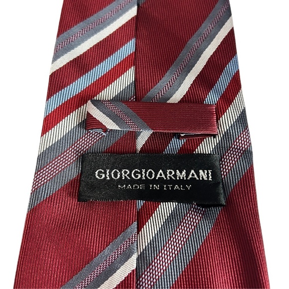Giorgio Armani Tie Necktie Classic Stripe Luxury Brand Handmade Italy Embossed - Picture 6 of 11
